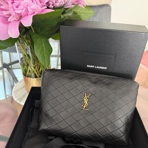 Saint Laurent Gaby Leather Cosmetics Pouch in Quilted Leather